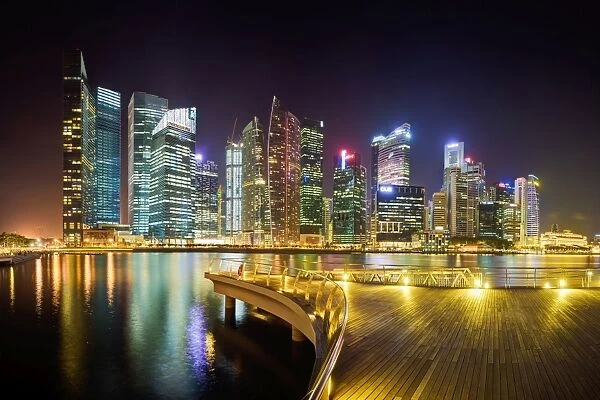 City skyline at night, Marina Bay, Singapore, Southeast Asia, Asia