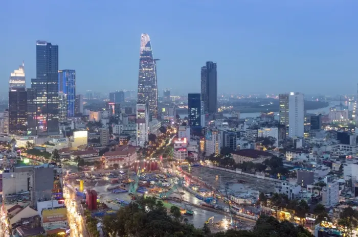 Framed Print : City skyline at night showing the Bitexco tower, Ho Chi Minh City (Saigon), Vietnam Framed Print : City skyline at night showing the Bitexco tower, Ho Chi Minh City (Saigon), Vietnam