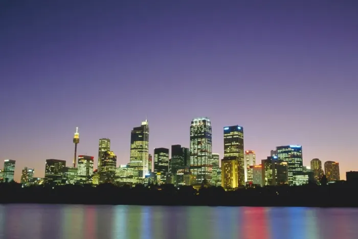 Framed Print : City skyline at night, Sydney, New South Wales, Australia Framed Print : City skyline at night, Sydney, New South Wales, Australia