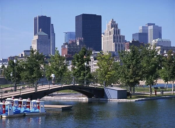 City skyline from the old port, Montreal, Quebec, Canada, North America