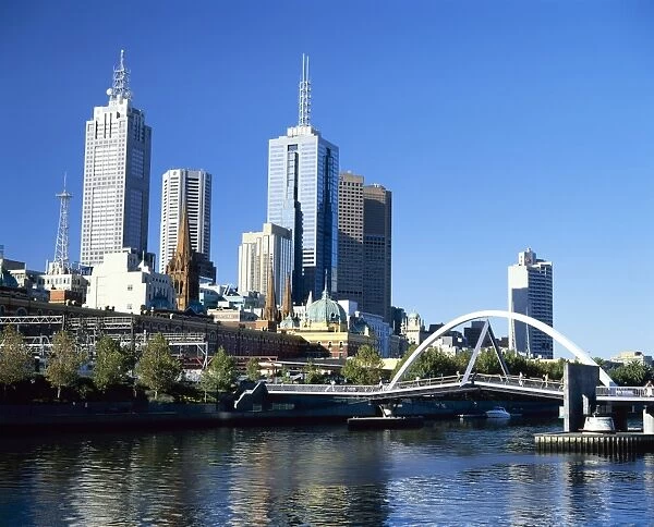 City skyline from Southgate, Melbourne, Victoria, Australia, Pacific