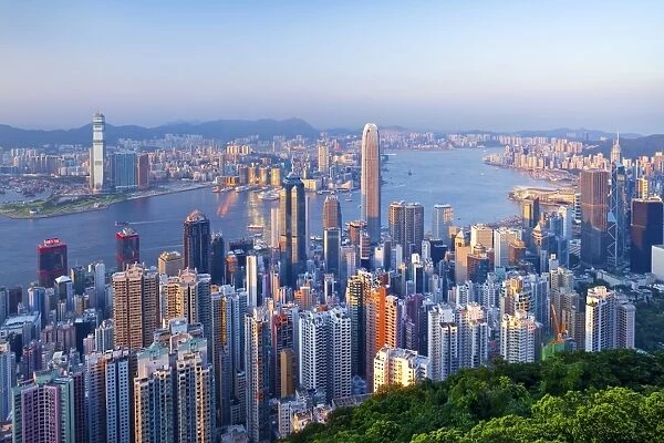 City skyline and Victoria Harbour from Victoria Peak, Hong Kong, China, Asia