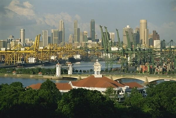 The city skyline and the worlds busiest container
