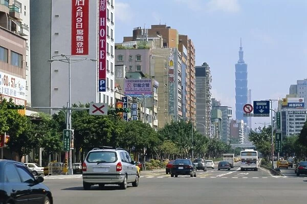 City street scene, Taipei, Taiwan, Republic of China, Asia