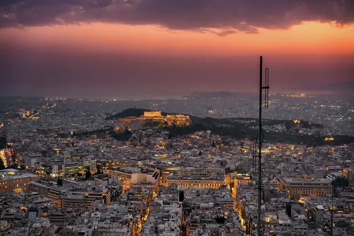 Framed Print : City at sunset with Parthenon and Acropolis seen from Lycabettus hill viewpoint, Athens, Greece Framed Print : City at sunset with Parthenon and Acropolis seen from Lycabettus hill viewpoint, Athens, Greece