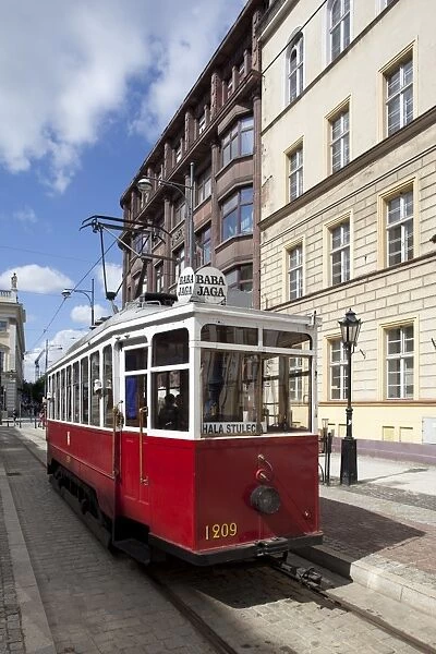 City tram, Old Town, Wroclaw, Silesia, Poland, Europe