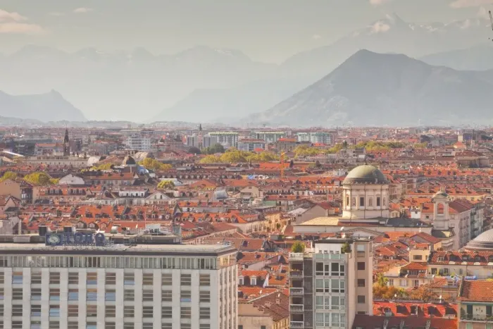 Framed Print : The city of Turin with the Italian Alps looming in the background, Turin, Piedmont, Italy, Europe Framed Print : The city of Turin with the Italian Alps looming in the background, Turin, Piedmont, Italy, Europe