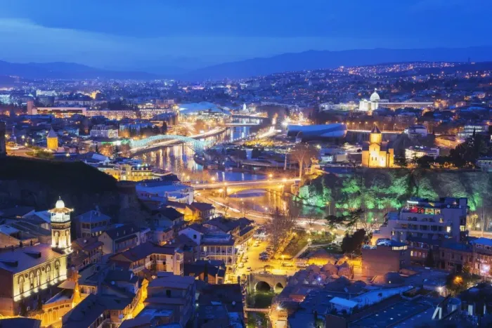 Framed Print : City view including Bridge of Peace and Public Service Hall House of Justice on Mtkvari River Framed Print : City view including Bridge of Peace and Public Service Hall House of Justice on Mtkvari River
