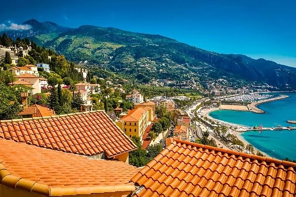 City view of medieval Menton, Alpes-Maritimes, Cote d Azur, Provence, French Riviera