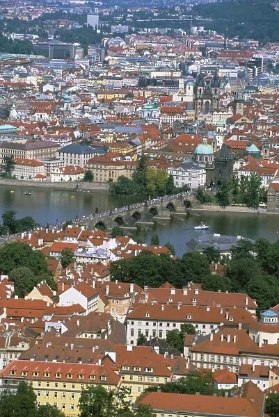 City and Vltava River, Prague, Czech Republic, Europe