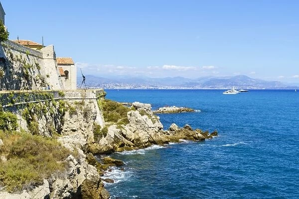 City walls, Antibes, Alpes Maritimes, Cote d Azur, Provence, France, Mediterranean