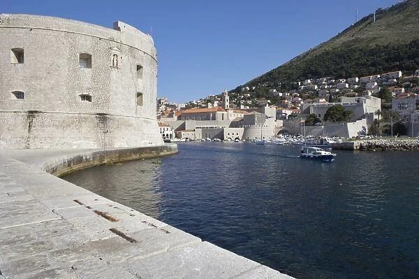 City walls, the harbour in background, Dubrovnik, Croatia