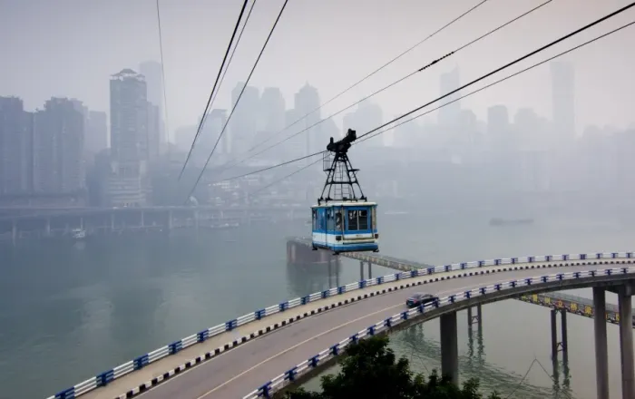 Framed Print : Cityscape with cable car, Chongqing City, Chongqing, China, Asia Framed Print : Cityscape with cable car, Chongqing City, Chongqing, China, Asia