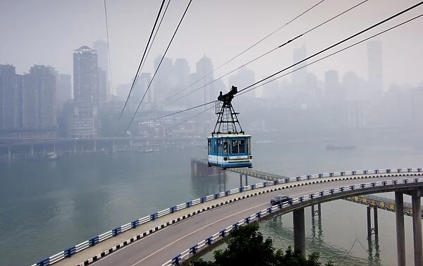 Cityscape with cable car, Chongqing City, Chongqing, China, Asia