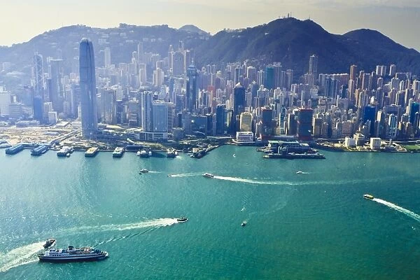 Cityscape of Central, Hong Kongs main financial district, Hong Kong Island, and Victoria Harbour, Hong Kong, China, Asia