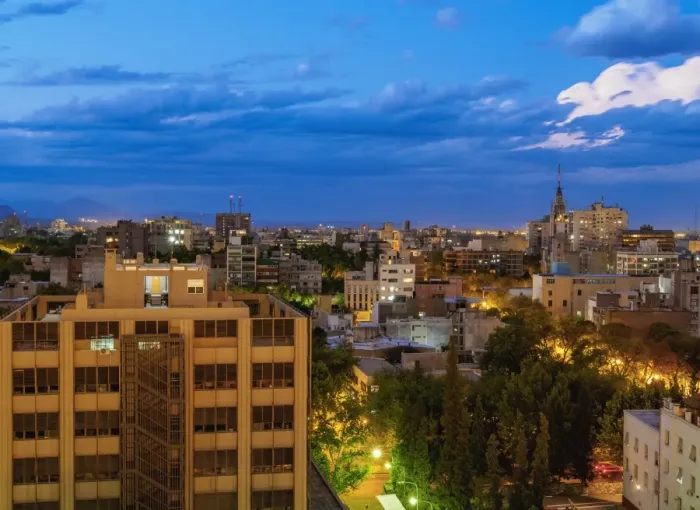 Framed Print : Cityscape of Mendoza, twilight, Argentina, South America Framed Print : Cityscape of Mendoza, twilight, Argentina, South America