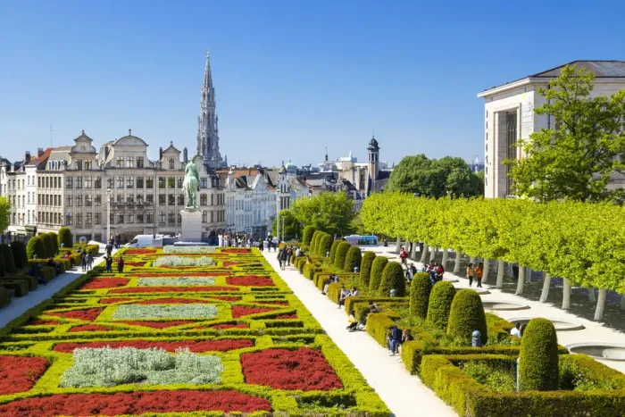 Framed Print : Cityscape at Mont des Arts Garden, Brussels, Belgium, Europe