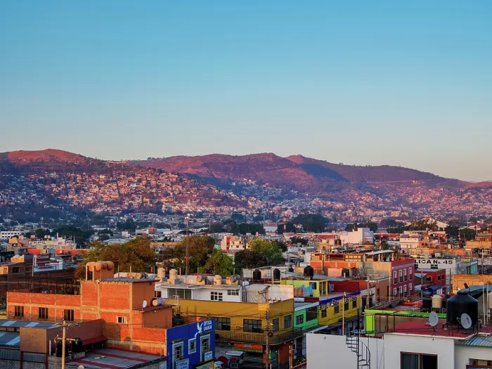 Framed Print : Cityscape of Oaxaca de Juarez at sunrise, Oaxaca State, Mexico Framed Print : Cityscape of Oaxaca de Juarez at sunrise, Oaxaca State, Mexico