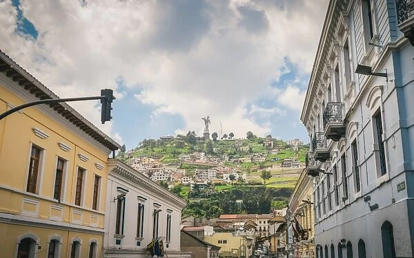 Cityscape with the Panecillo in the background, Quito, Ecuador, South America