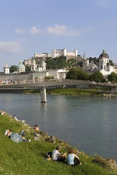 Cityscape with River Salzach, , Salzburg, Austria, Europe