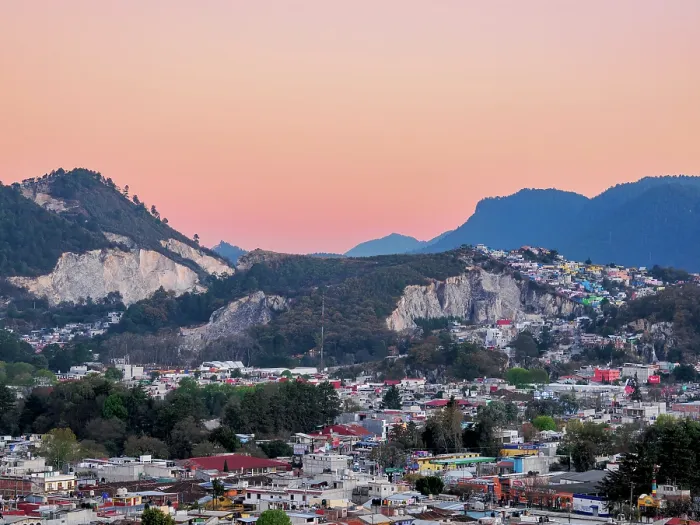 Framed Print : Cityscape of San Cristobal de las Casas at dusk, elevated view, Chiapas State, Mexico