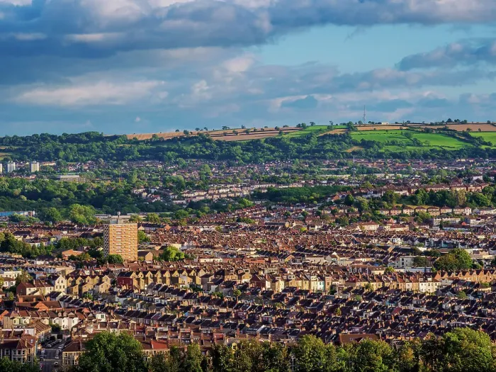 Framed Print : Cityscape seen from Cabot Tower in Brandon Hill Park, Bristol, England, United Kingdom, Europe Framed Print : Cityscape seen from Cabot Tower in Brandon Hill Park, Bristol, England, United Kingdom, Europe