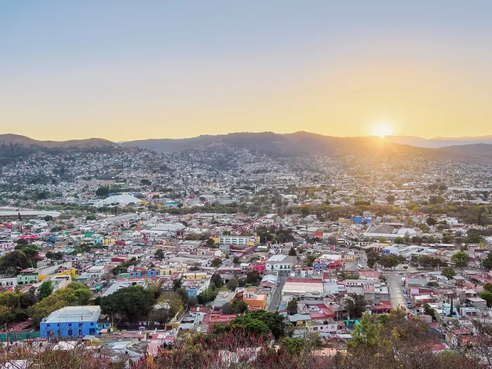 Framed Print : Cityscape seen from Cerro del Fortin at sunset, Oaxaca de Juarez, Oaxaca State, Mexico Framed Print : Cityscape seen from Cerro del Fortin at sunset, Oaxaca de Juarez, Oaxaca State, Mexico