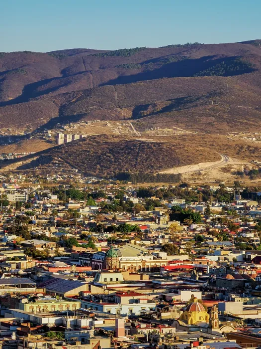 Framed Print : Cityscape seen from Cerro del Fortin at sunset, Oaxaca de Juarez, Oaxaca State, Mexico Framed Print : Cityscape seen from Cerro del Fortin at sunset, Oaxaca de Juarez, Oaxaca State, Mexico