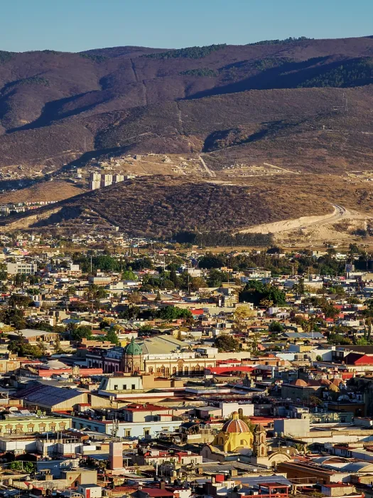 Framed Print : Cityscape seen from Cerro del Fortin at sunset, Oaxaca de Juarez, Oaxaca State, Mexico Framed Print : Cityscape seen from Cerro del Fortin at sunset, Oaxaca de Juarez, Oaxaca State, Mexico