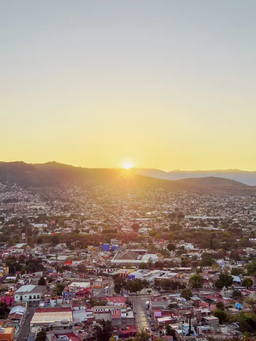 Framed Print : Cityscape seen from Cerro del Fortin at sunset, Oaxaca de Juarez, Oaxaca State, Mexico Framed Print : Cityscape seen from Cerro del Fortin at sunset, Oaxaca de Juarez, Oaxaca State, Mexico