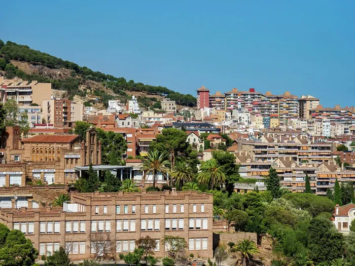 Framed Print : Cityscape seen from Park Guell, Barcelona, Catalonia, Spain, Europe Framed Print : Cityscape seen from Park Guell, Barcelona, Catalonia, Spain, Europe