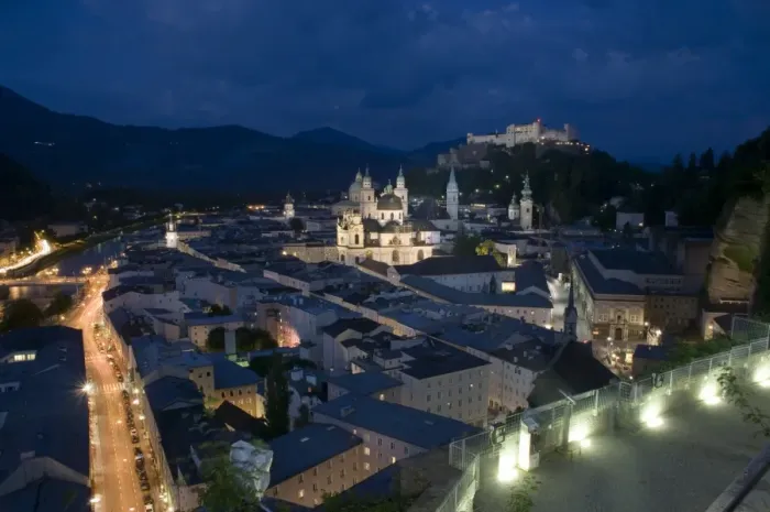 Framed Print : Cityscape showing Schloss Hohensalzburg, dusk, Salzburg, Austria Framed Print : Cityscape showing Schloss Hohensalzburg, dusk, Salzburg, Austria