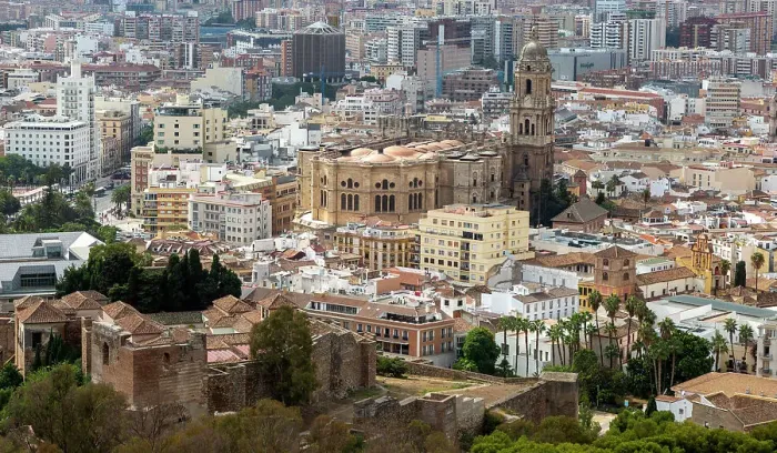 Framed Print : Cityscape view go high density buildings in city centre including the Cathedral church, Malaga, Andalusia, Spain, Europe Framed Print : Cityscape view go high density buildings in city centre including the Cathedral church, Malaga, Andalusia, Spain, Europe