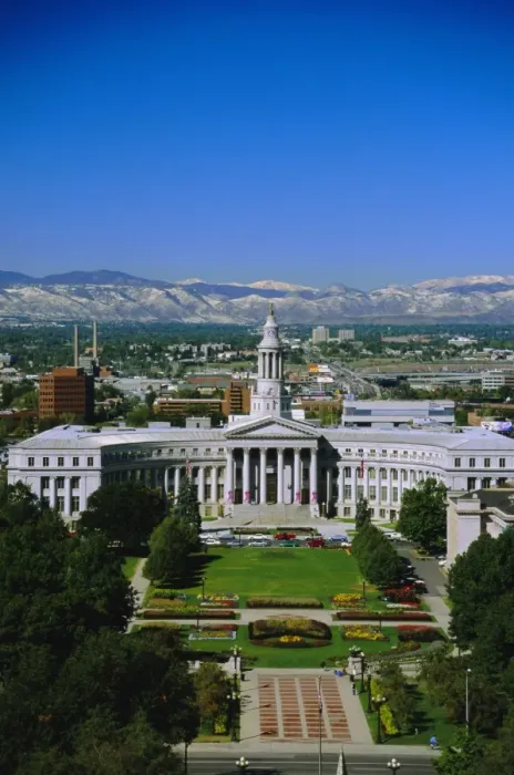 Framed Print : The Civic Center and Rockies beyond Framed Print : The Civic Center and Rockies beyond