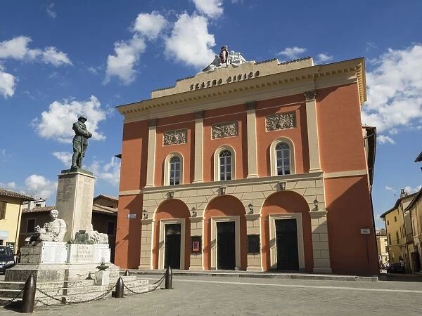 Civic Theatre, Piazza Vittorio Veneto, Norcia, Umbria, Italy, Europe