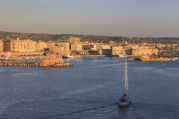 Civitavecchia and its harbour and fortifications, the cruise ship port for Rome, from the sea