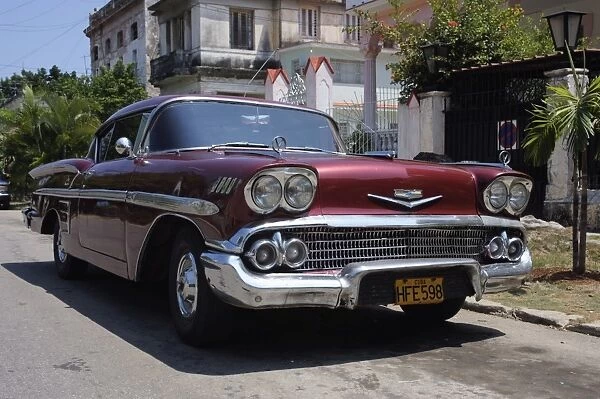 Classic Chevrolet Impala saloon car, Vedado, Havana, Cuba, West Indies, Central America
