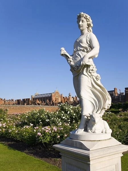 Classical statue in the Rose Garden, Hampton Court Palace, Borough of Richmond upon Thames