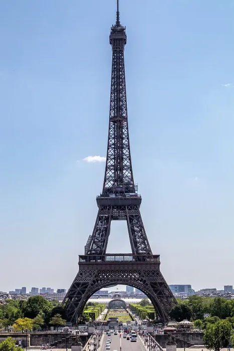 Framed Print : Clear blue sky over the Eiffel Tower, symbol of French culture and iconic tourist attraction, Paris, France, Europe