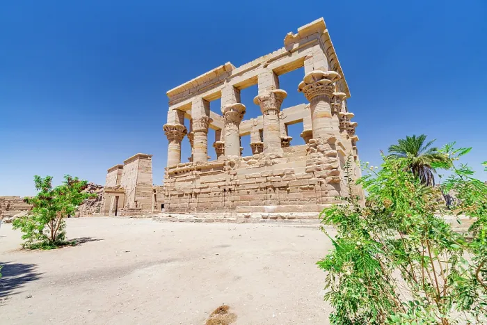 Framed Print : Clear summer sky over the ancient Trajan's Kiosk, Temple of Philae, Aswan, Egypt Framed Print : Clear summer sky over the ancient Trajan's Kiosk, Temple of Philae, Aswan, Egypt