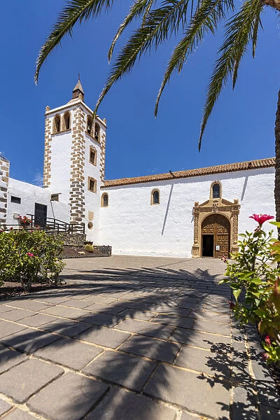 Clear summer sky above the whitewashed church of Santa Maria de Betancuria, Fuerteventura