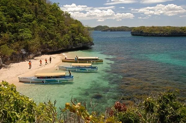 Clear waters between limestone islands, Hundred Islands, Lingayen Gulf