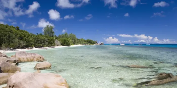 Framed Print : Clear waters off the beach at Anse Severe, Island of La Digue, Seychelles Framed Print : Clear waters off the beach at Anse Severe, Island of La Digue, Seychelles
