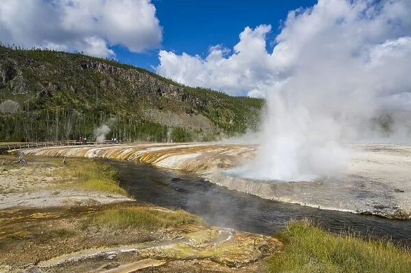Cliff Geyser erupting in the Black Sand Basin, Yellowstone National Park, UNESCO World Heritage Site, Wyoming, United States of America, North America