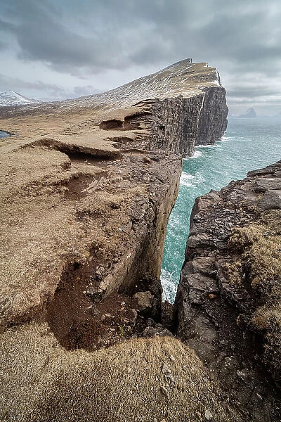 Cliff view, Vagar Island, Faroe Islands, Denmark, Europe