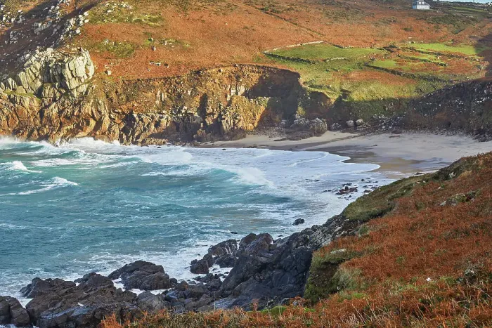 Framed Print : The cliffs and sands of Portheras Cove, a remote beach near Pendeen, on the rugged Atlantic cliffs of the far west of Cornwall, England, United Kingdom, Europe Framed Print : The cliffs and sands of Portheras Cove, a remote beach near Pendeen, on the rugged Atlantic cliffs of the far west of Cornwall, England, United Kingdom, Europe