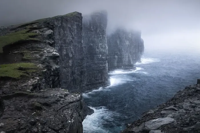 Framed Print : Cliffs of Traelanipa above the ocean, Faroe Islands, Denmark, Europe Framed Print : Cliffs of Traelanipa above the ocean, Faroe Islands, Denmark, Europe