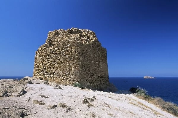 Clifftop ruin at the Punta de l Escaleta