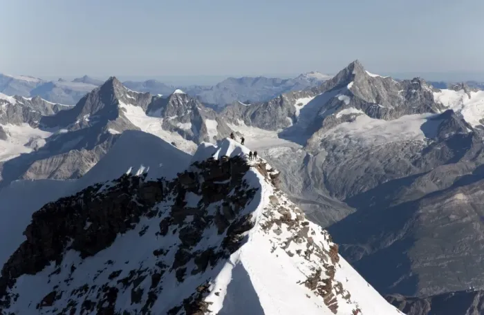 Framed Print : Climbers on the Lyskamm Peak in the Monte Rosa massif, Italian Alps, Piedmont Framed Print : Climbers on the Lyskamm Peak in the Monte Rosa massif, Italian Alps, Piedmont