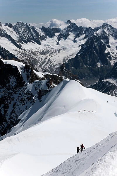 Climbers on Mont Blanc, Aiguille du Midi, Mont Blanc Massif, Haute Savoie